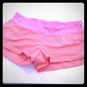Lululemon orange peach striped run speed shorts
